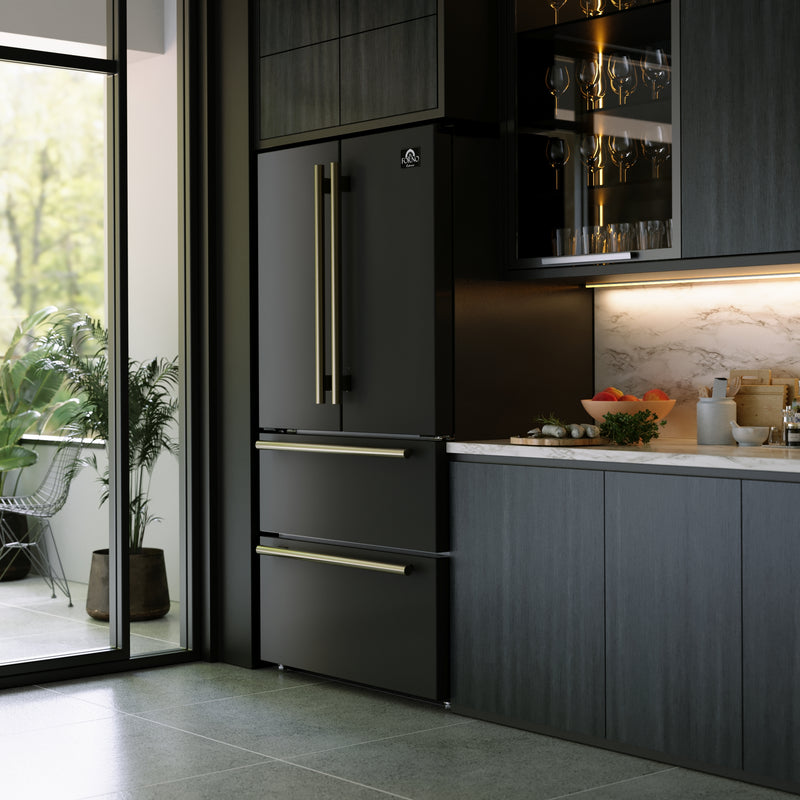 Load image into Gallery viewer, Forno Moena Espresso 36-Inch, Black French Door Refrigerator - FFRBI1820-36BLK
