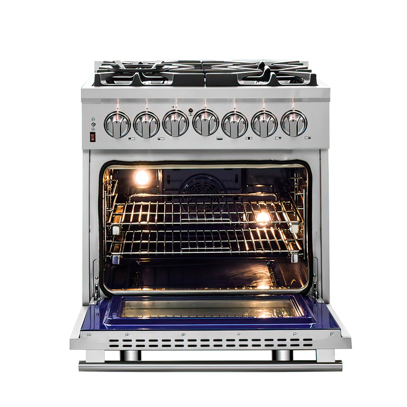 Load image into Gallery viewer, Forno Massimo 30-Inch, Stainless Steel Freestanding Dual Fuel Range with 4 Burners, Double Convection Ovens - FFSGS6125-30