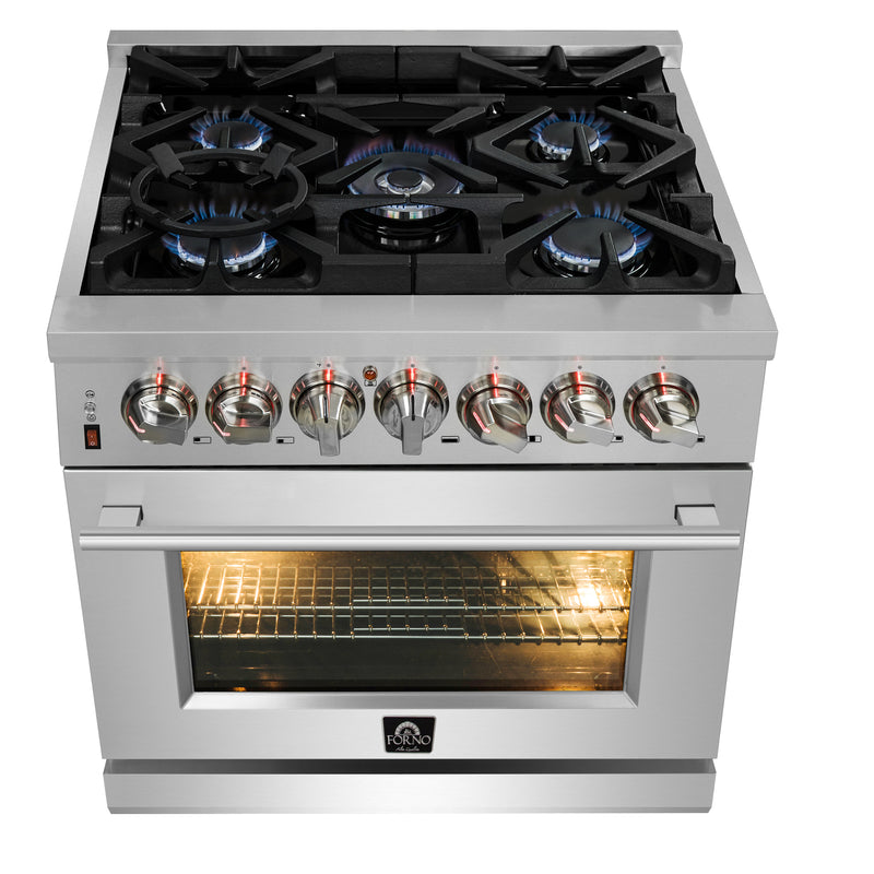 Load image into Gallery viewer, Forno Massimo 30-Inch, Stainless Steel Freestanding Dual Fuel Range with 4 Burners, Double Convection Ovens - FFSGS6125-30