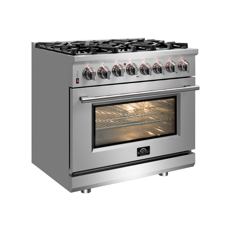 Load image into Gallery viewer, Forno Massimo 30-Inch, Stainless Steel Freestanding Dual Fuel Range with 4 Burners, Double Convection Ovens - FFSGS6125-30