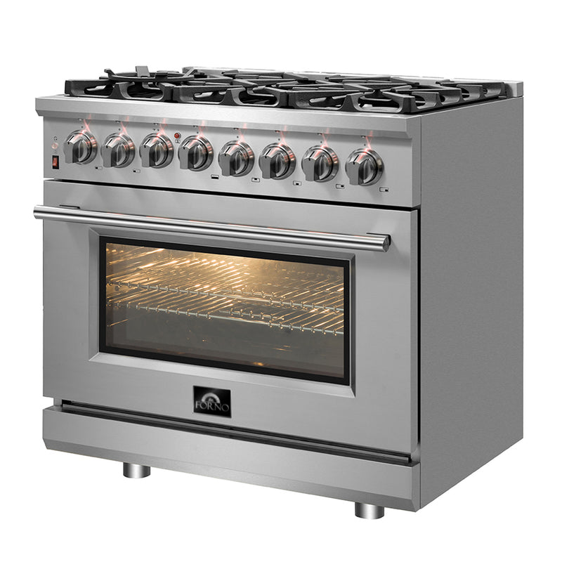 Load image into Gallery viewer, Forno Massimo 36-Inch Freestanding Dual Fuel Range, 6 Burners, Double Convection Ovens