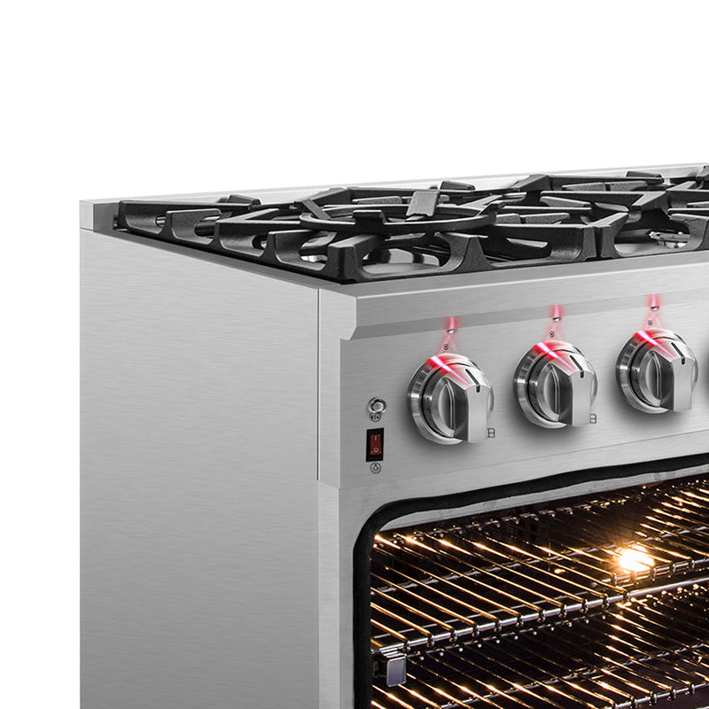 Load image into Gallery viewer, Forno Massimo 36-Inch, Stainless Steel Dual Fuel Range with 6 Burners and Double Convection Ovens - FFSGS6125-36