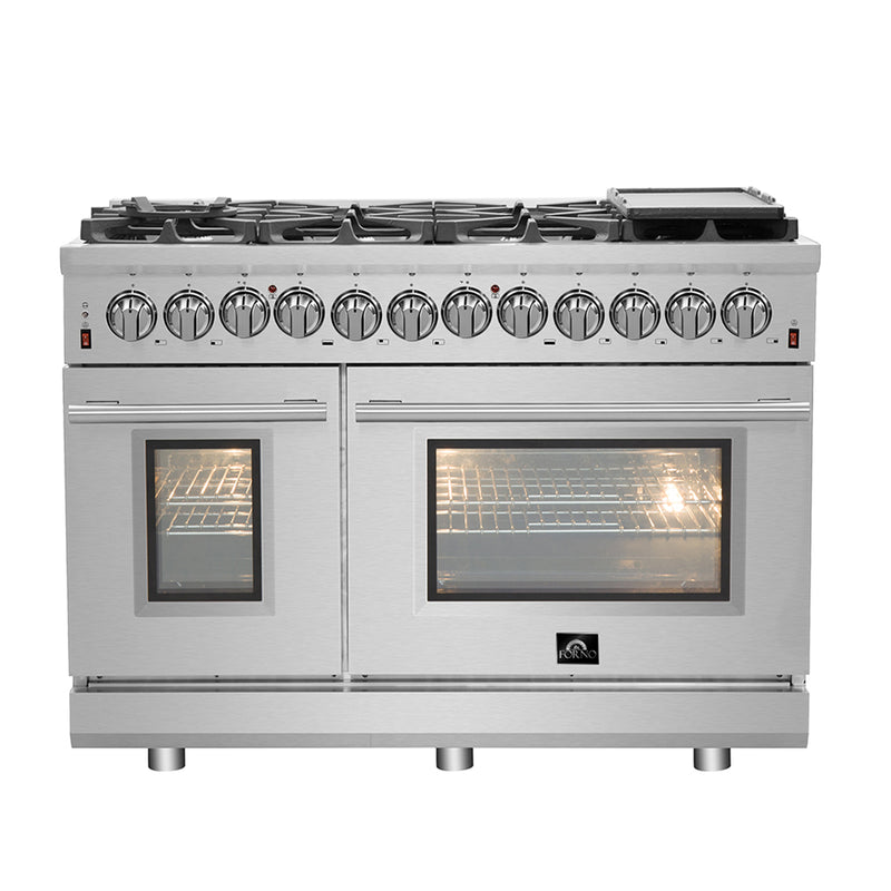 Load image into Gallery viewer, Forno Massimo 48-Inch Freestanding Dual Fuel Range, 8 Burners, Double Convection Ovens
