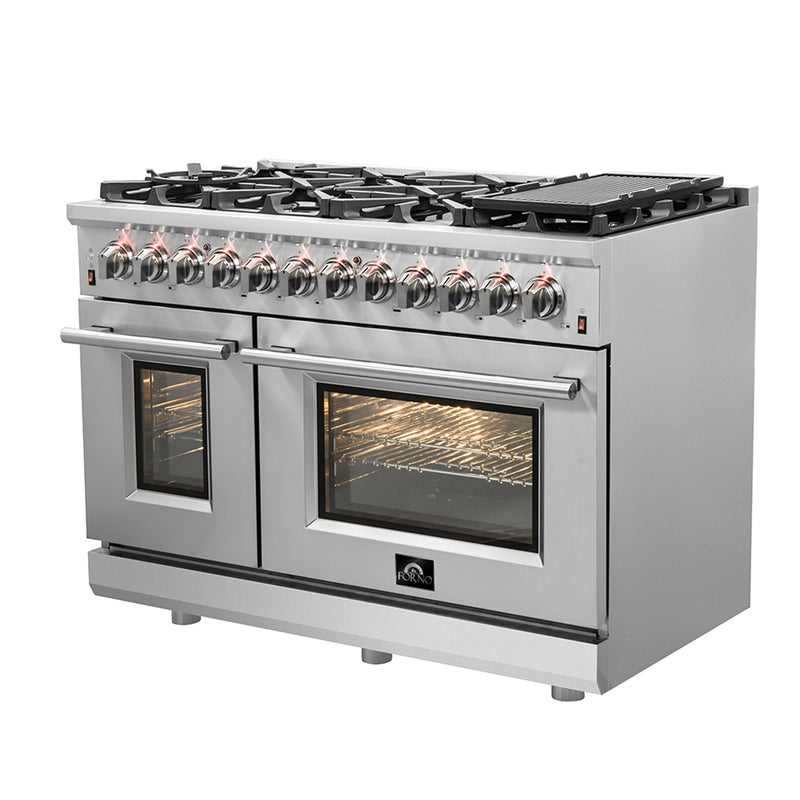 Load image into Gallery viewer, Forno Massimo 48-Inch Freestanding Dual Fuel Range, 8 Burners, Double Convection Ovens
