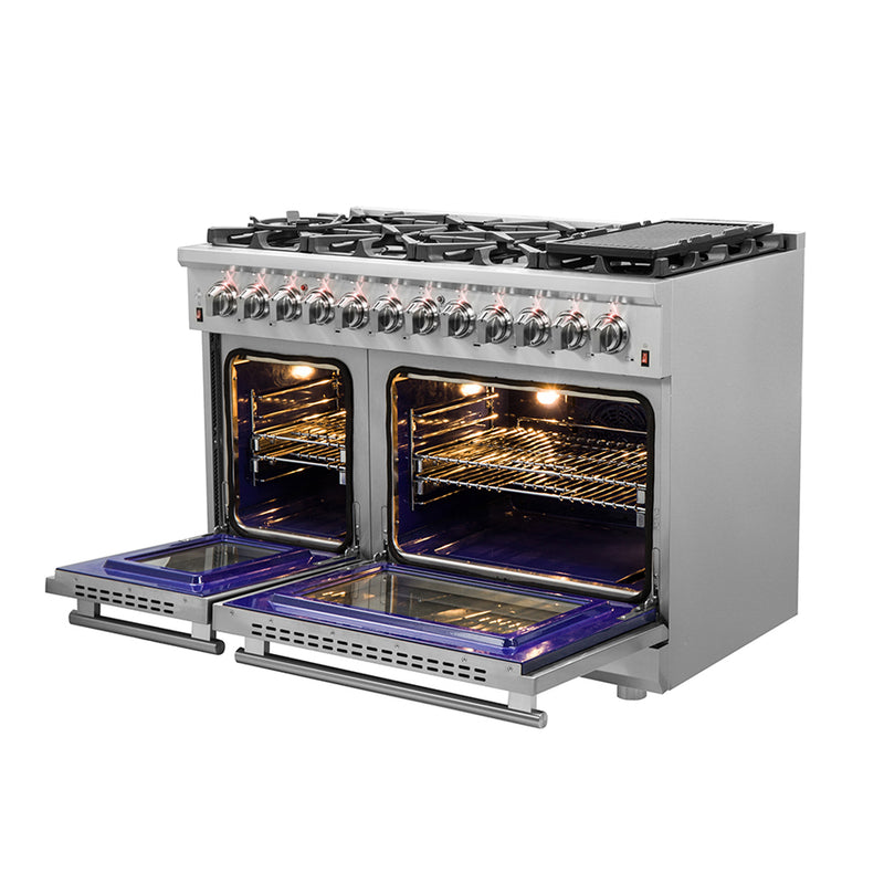 Load image into Gallery viewer, Forno Massimo 48-Inch Freestanding Dual Fuel Range, 8 Burners, Double Convection Ovens
