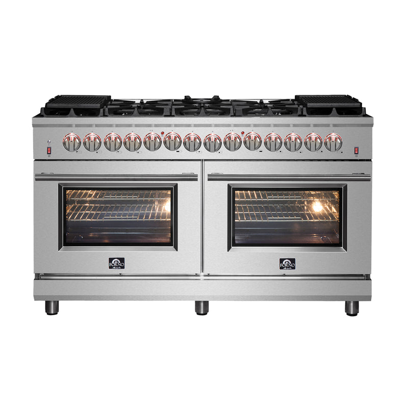 Load image into Gallery viewer, Forno Massimo 60-Inch Freestanding Dual Fuel Range, 10 Burners, Double Convection Ovens