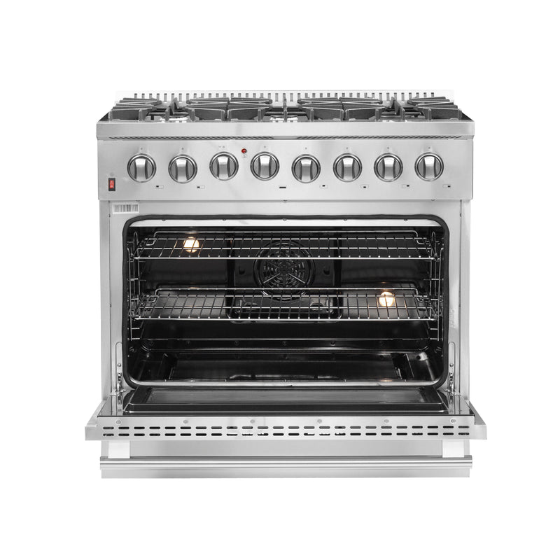 Load image into Gallery viewer, Forno Galiano 36-Inch, Stainless Steel Freestanding Dual Fuel Range with 6 Burners and Double Convection Ovens - FFSGS6156-36