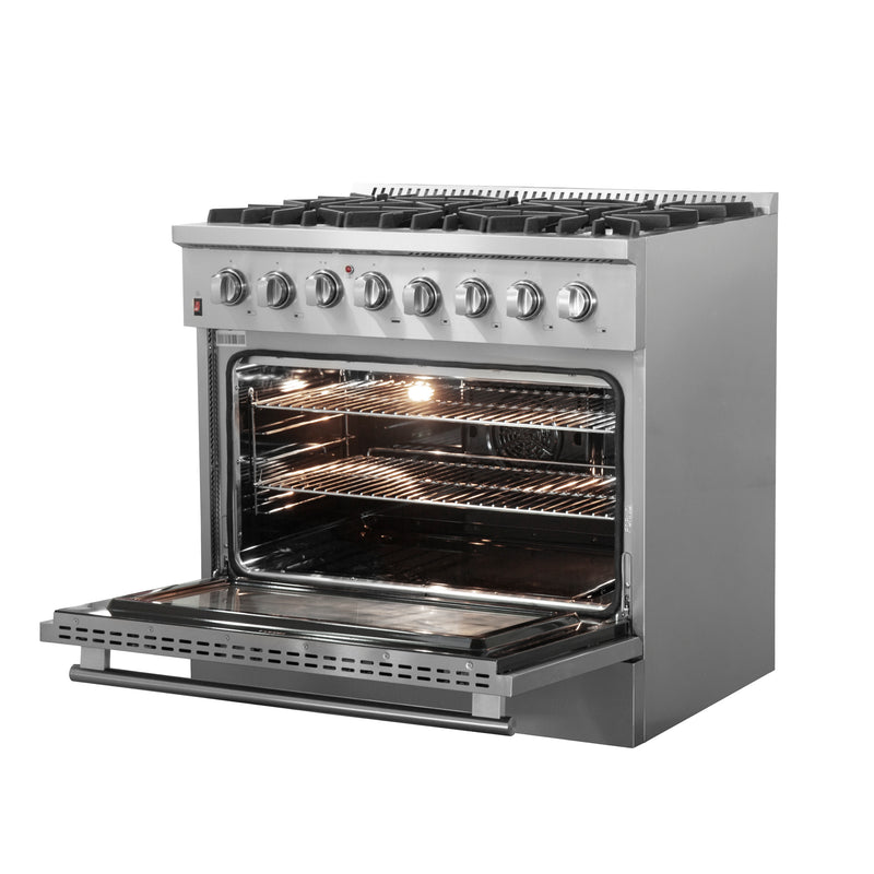 Load image into Gallery viewer, Forno Galiano 36-Inch, Stainless Steel Freestanding Dual Fuel Range with 6 Burners and Double Convection Ovens - FFSGS6156-36