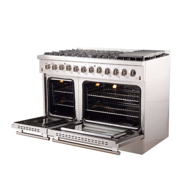 Load image into Gallery viewer, Forno Galiano 48-Inch, Stainless Steel Freestanding Dual Fuel Range with 8 Burners, Double Convection Ovens - FFSGS6156-48