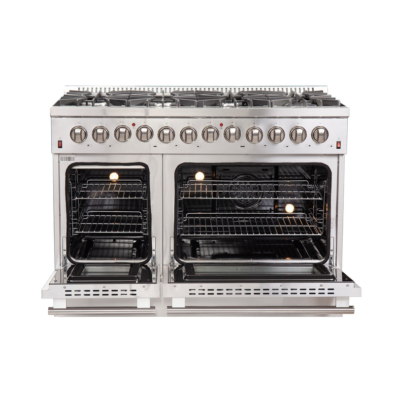 Load image into Gallery viewer, Forno Galiano 48-Inch, Stainless Steel Freestanding Dual Fuel Range with 8 Burners, Double Convection Ovens - FFSGS6156-48