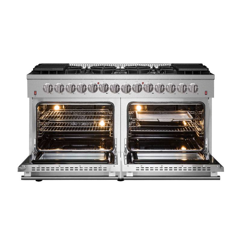 Load image into Gallery viewer, Forno Galiano 60-Inch, Stainless Steel Freestanding Dual Fuel Range with 10 Burners and Double Ovens - FFSGS6156-60