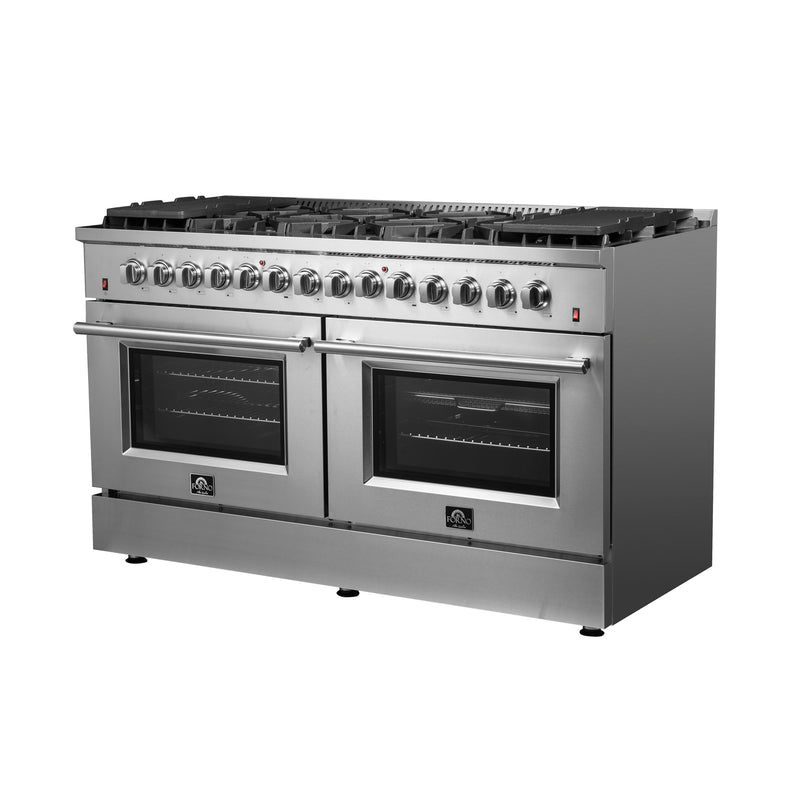Load image into Gallery viewer, Forno Galiano 60-Inch, Stainless Steel Freestanding Dual Fuel Range with 10 Burners and Double Ovens - FFSGS6156-60