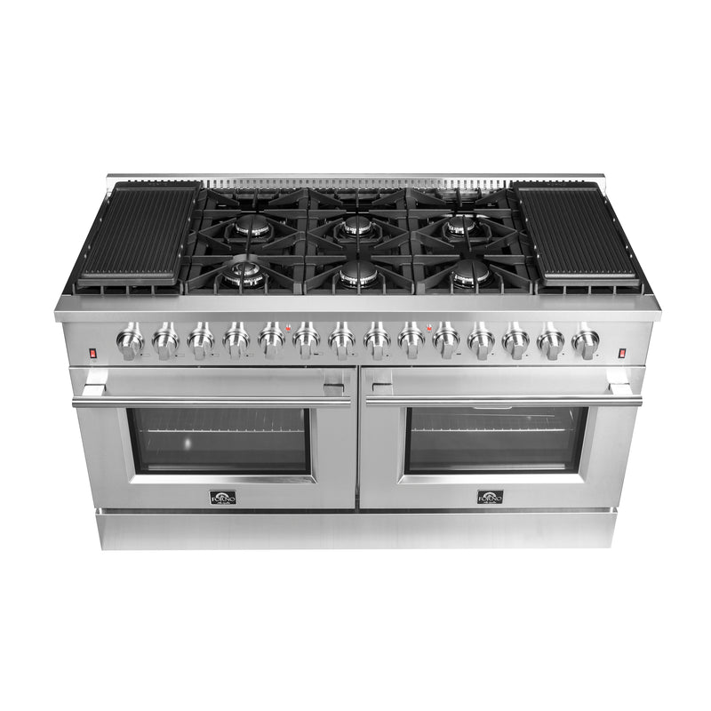 Load image into Gallery viewer, Forno Galiano 60-Inch, Stainless Steel Freestanding Dual Fuel Range with 10 Burners and Double Ovens - FFSGS6156-60