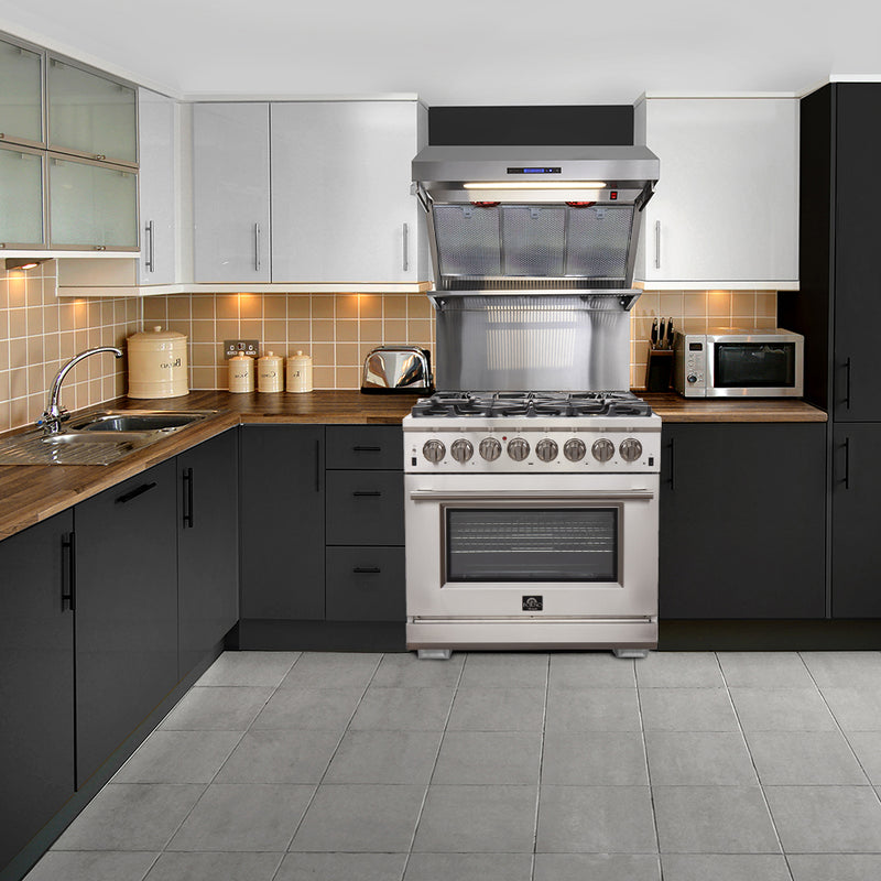 Load image into Gallery viewer, Forno Capriasca 36-Inch, Stainless Steel Freestanding Dual Fuel Range with 6 Burners - FFSGS6187-36