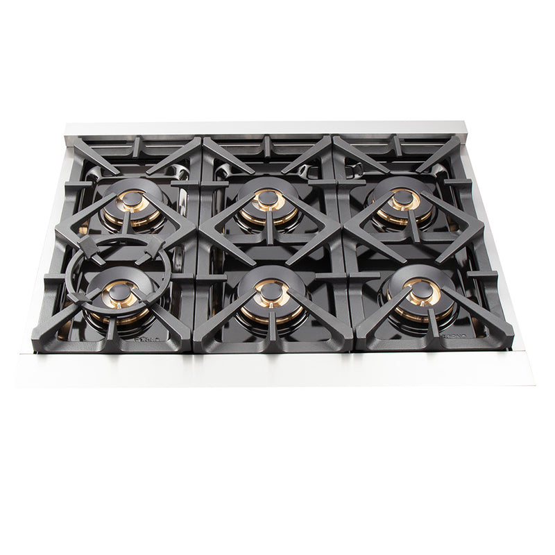 Load image into Gallery viewer, Forno Capriasca 36-Inch, Stainless Steel Freestanding Dual Fuel Range with 6 Burners - FFSGS6187-36