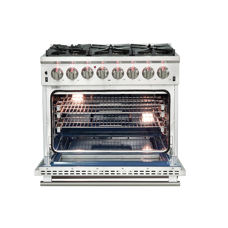 Load image into Gallery viewer, Forno Capriasca 36-Inch, Stainless Steel Freestanding Dual Fuel Range with 6 Burners - FFSGS6187-36