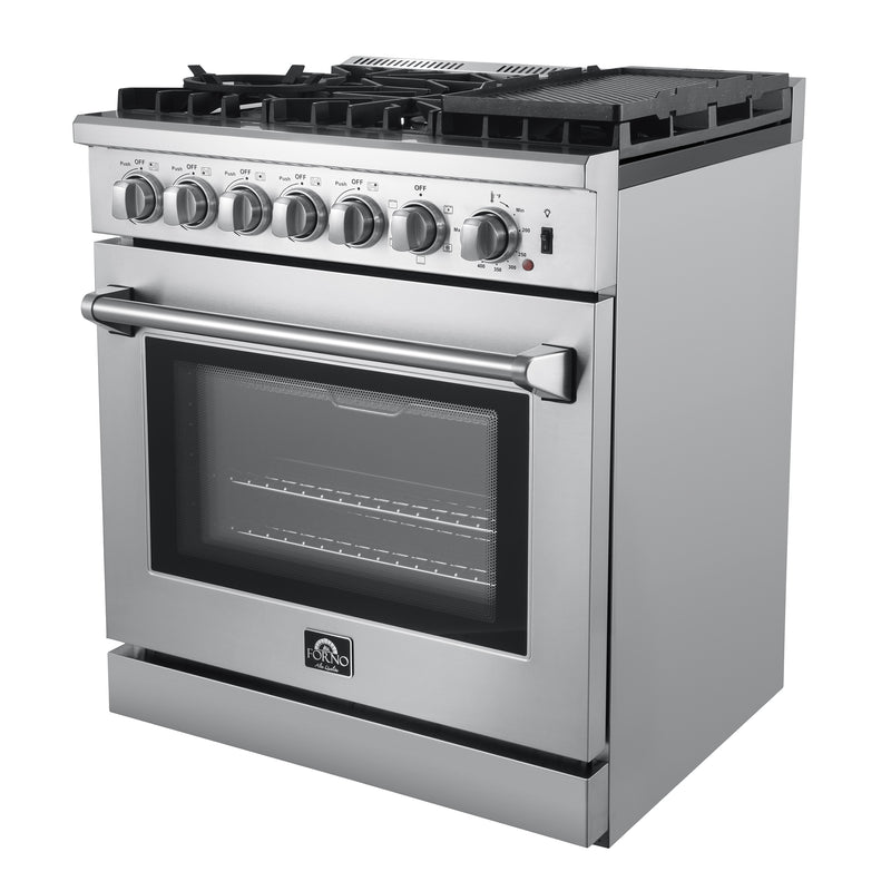 Load image into Gallery viewer, Forno Lazio 30-Inch, Stainless Steel Freestanding Dual Fuel Range, 5 Burners, True Convection Oven - FFSGS6196-30