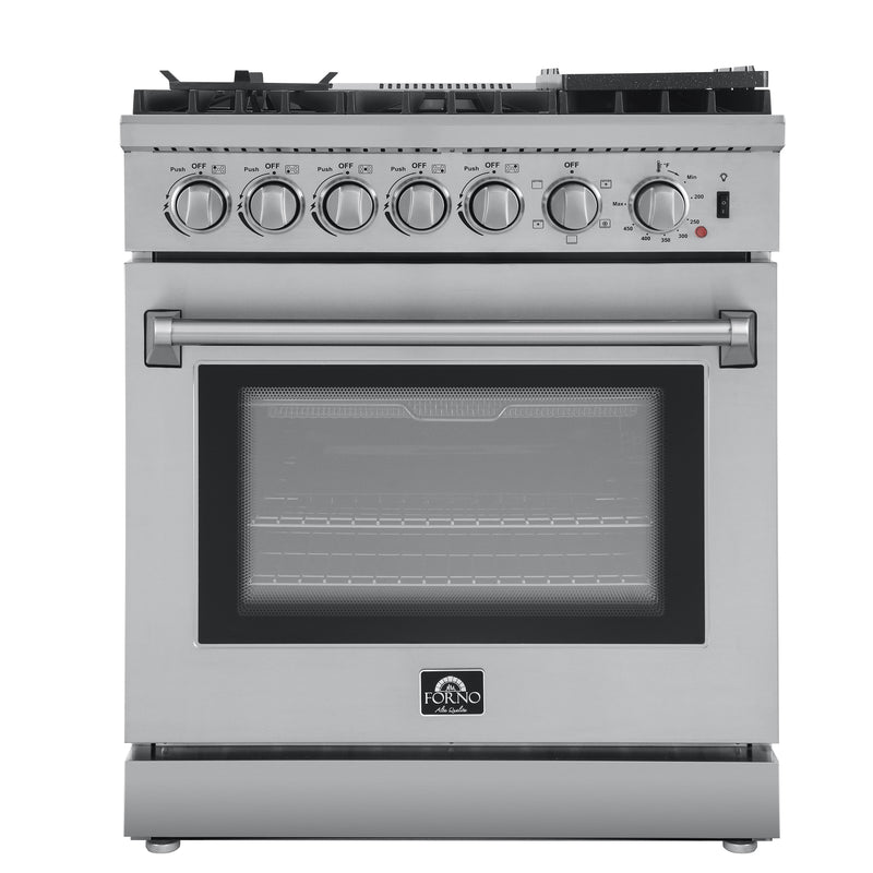 Load image into Gallery viewer, Forno Lazio 30-Inch, Stainless Steel Freestanding Dual Fuel Range, 5 Burners, True Convection Oven - FFSGS6196-30