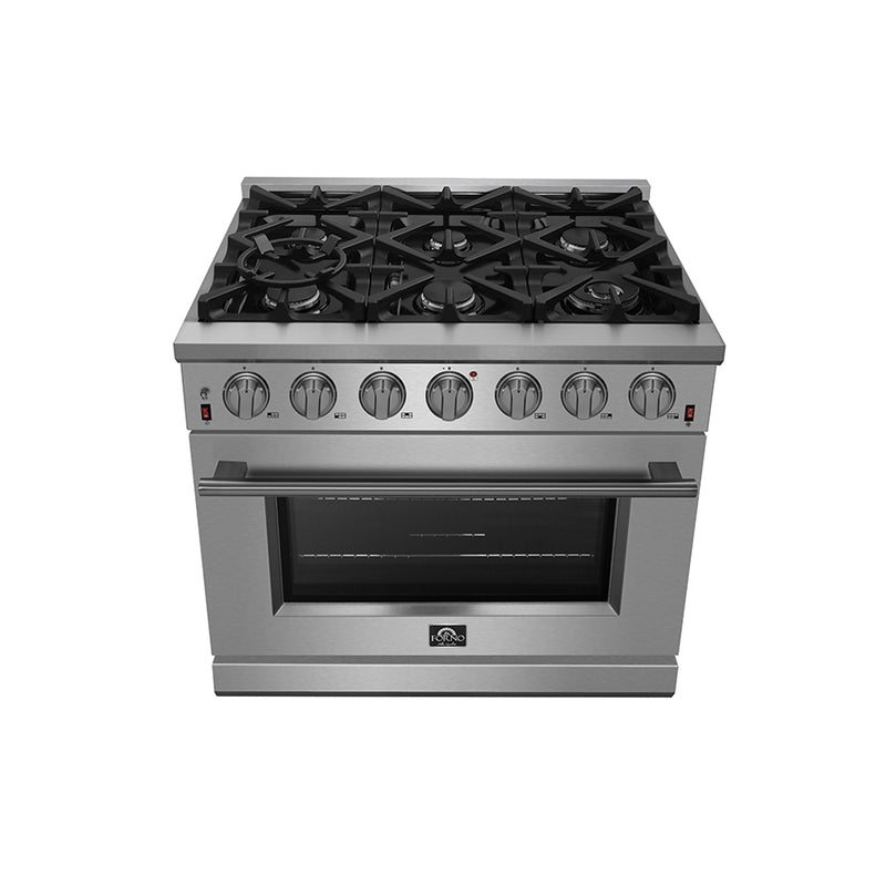 Load image into Gallery viewer, Forno Massimo 36-Inch, Stainless Steel Gas Range with 6 Sealed Burners and Convection Oven - FFSGS6239-36