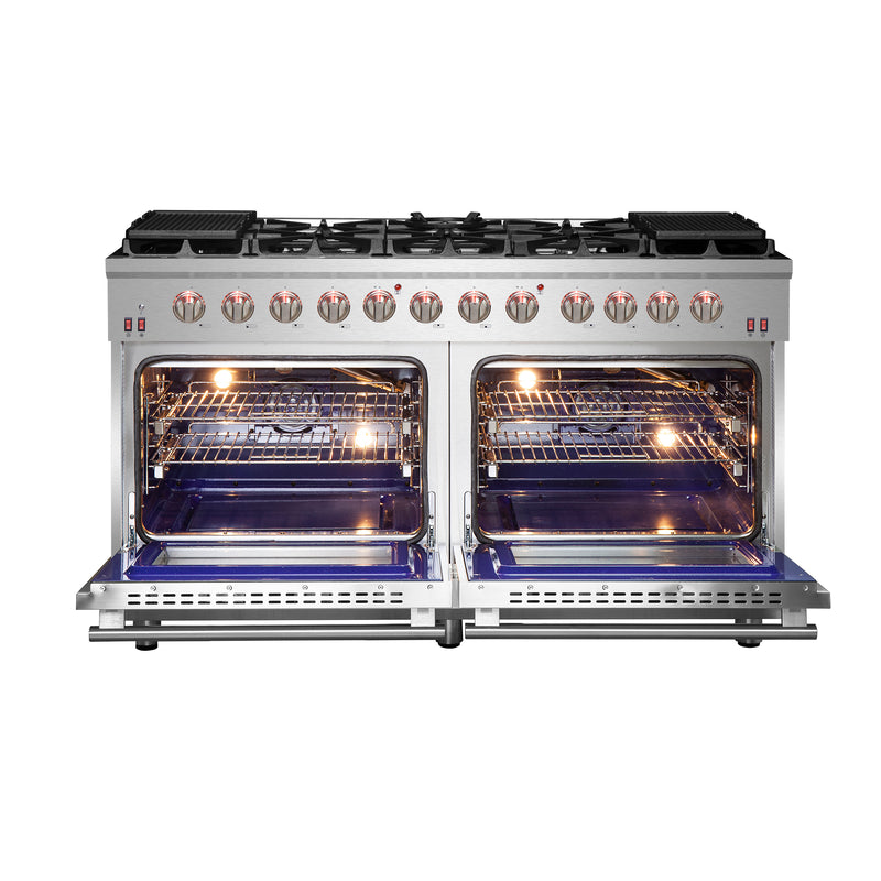 Load image into Gallery viewer, Forno Massimo 60-Inch, Stainless Steel Freestanding Gas Range with 10 Burners - FFSGS6239-60