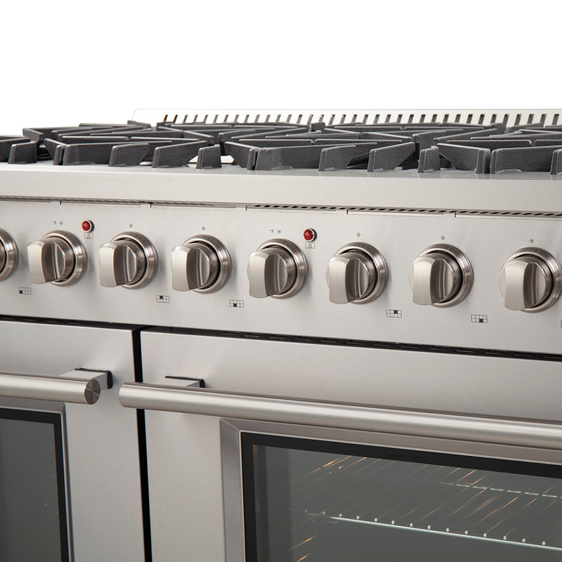 Load image into Gallery viewer, Forno Galiano 48-Inch Freestanding Gas Range, Stainless Steel, 8 Burners, 107,000 BTU, Griddle, Double Ovens, Energy Efficient