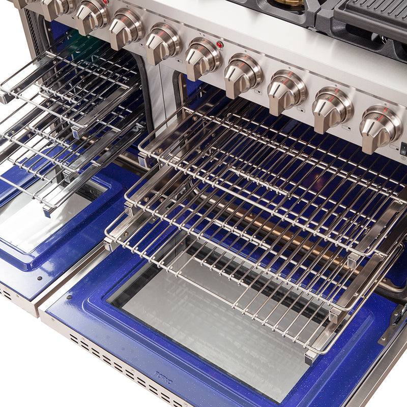 Load image into Gallery viewer, FORNO Capriasca 48-inch Gas Range Stainless Steel, 8 Brass Burners 160,000 BTU, 6.58 cu.ft. Double Oven