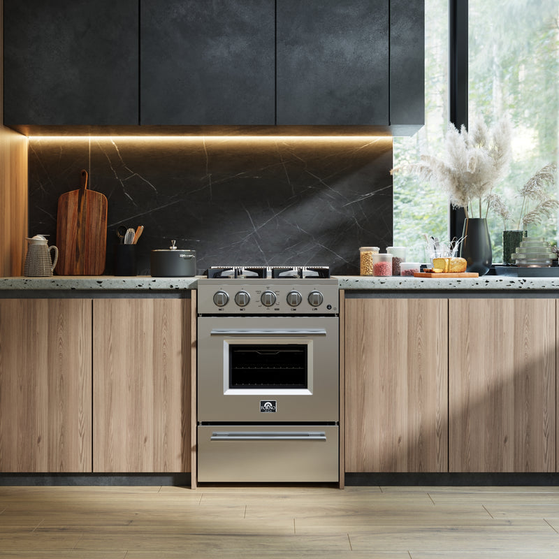 Load image into Gallery viewer, Forno Breno 24-Inch, Stainless Steel Freestanding Gas Range, Compact Design - FFSGS6272-24