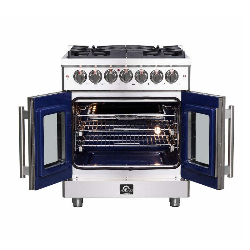 Load image into Gallery viewer, Forno Massimo 30-Inch, Stainless Steel Freestanding French Door Dual Fuel Range with 4 Burners - FFSGS6325-30