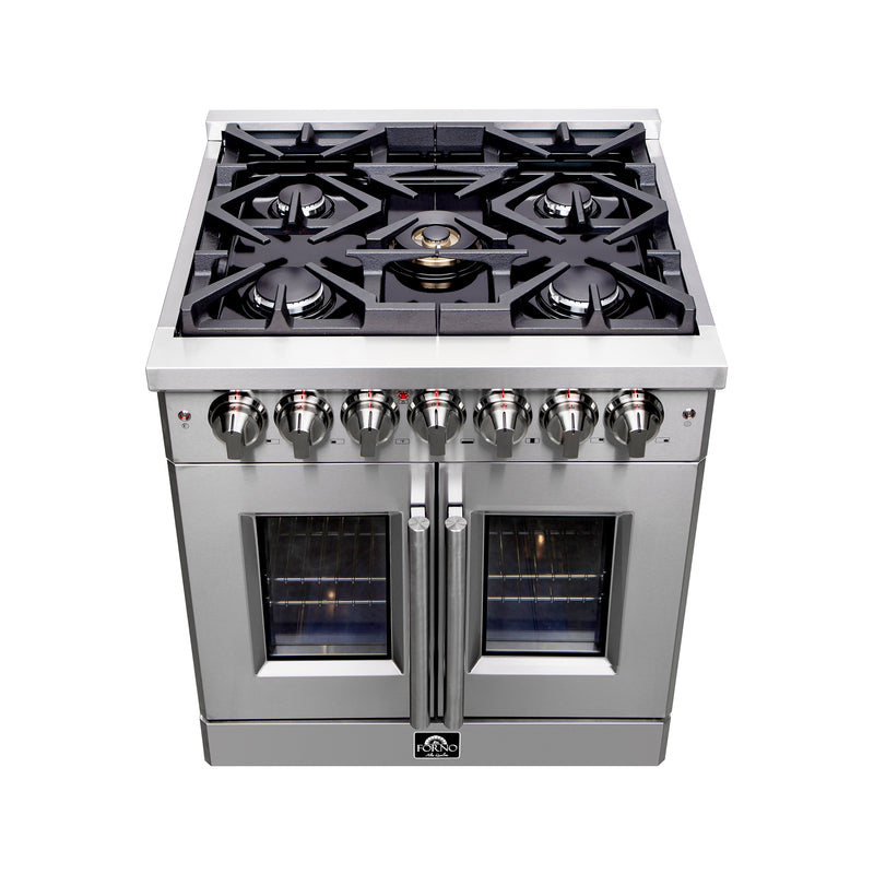 Load image into Gallery viewer, Forno Massimo 30-Inch, Stainless Steel Freestanding French Door Dual Fuel Range with 4 Burners - FFSGS6325-30
