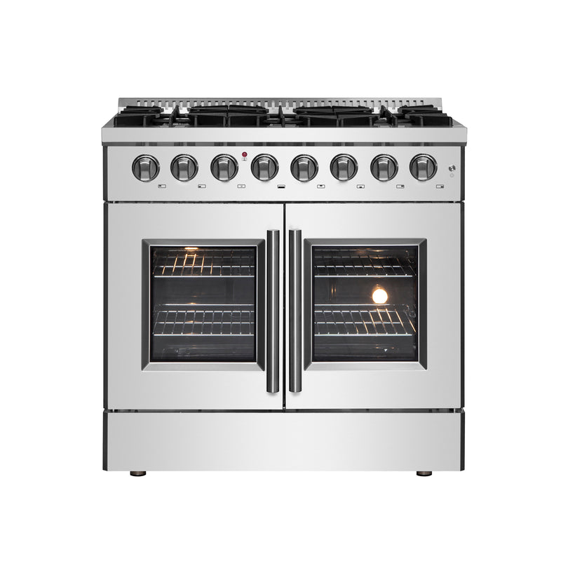 Load image into Gallery viewer, Forno Galiano 36 inch, Stainless Steel Freestanding French Door, Dual Fuel Range - FFSGS6356-36