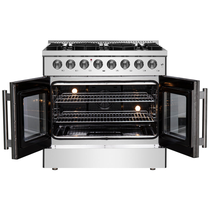 Load image into Gallery viewer, Forno Galiano 36 inch, Stainless Steel Freestanding French Door, Dual Fuel Range - FFSGS6356-36