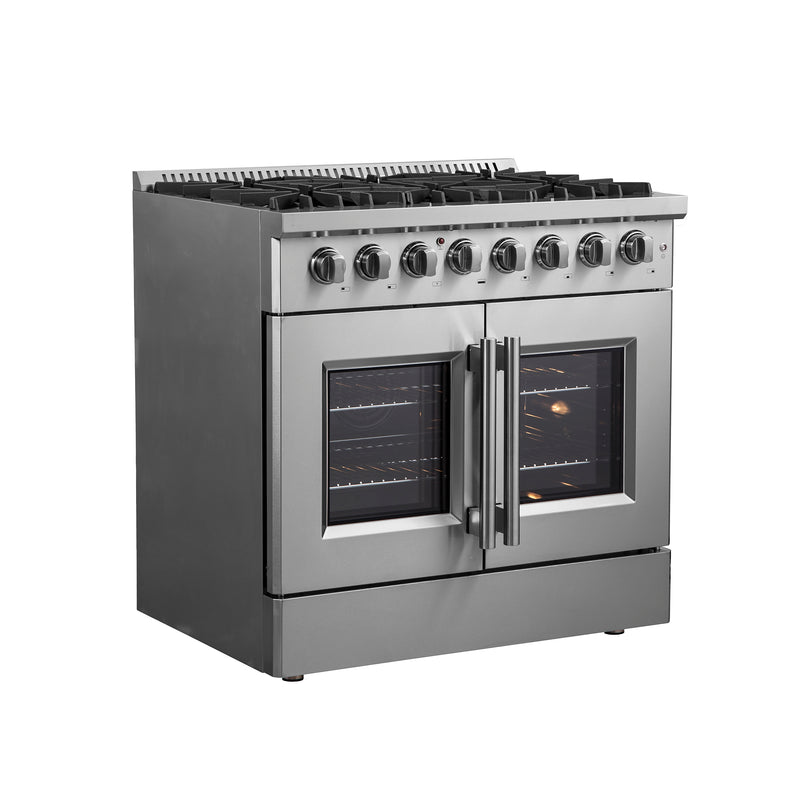 Load image into Gallery viewer, Forno Galiano 36 inch, Stainless Steel Freestanding French Door, Dual Fuel Range - FFSGS6356-36