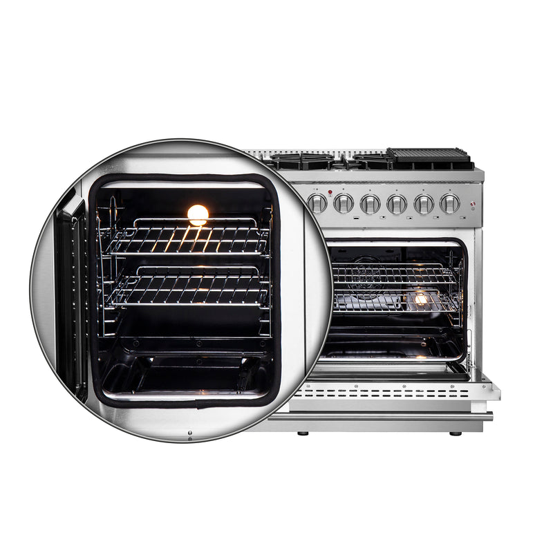 Load image into Gallery viewer, FORNO Galiano 48-Inch French Door Dual Fuel Range All Stainless Steel, 8 Sealed Burners, 107,000 BTU, Griddle, 6.58 cu.ft. Double Ovens