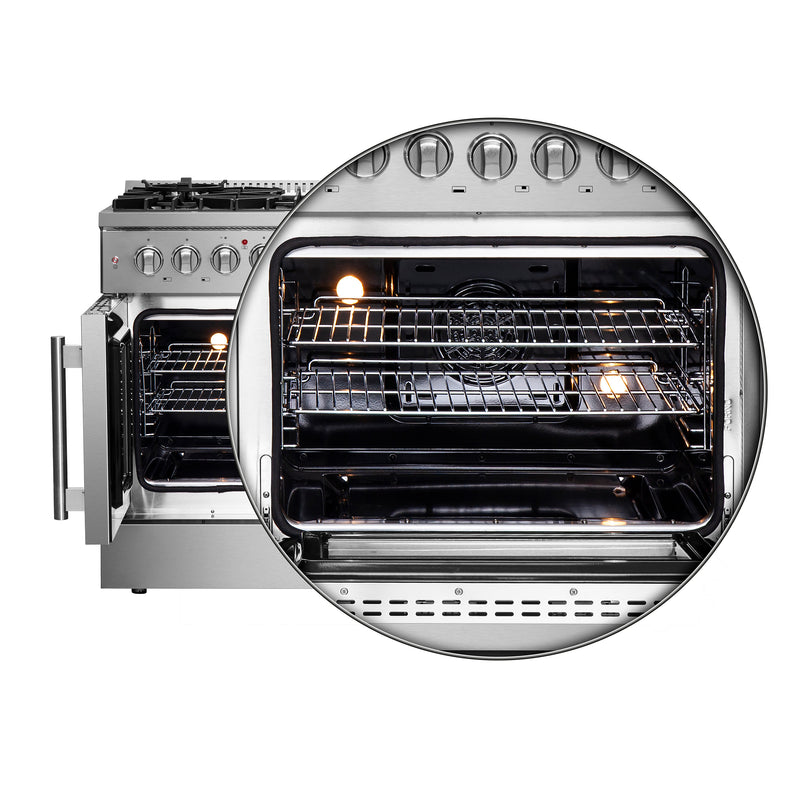 Load image into Gallery viewer, FORNO Galiano 48-Inch French Door Dual Fuel Range All Stainless Steel, 8 Sealed Burners, 107,000 BTU, Griddle, 6.58 cu.ft. Double Ovens