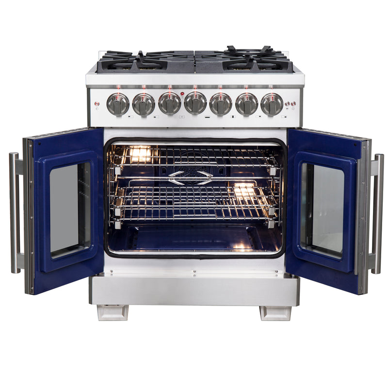 Load image into Gallery viewer, Forno Capriasca 30-Inch, Stainless Steel Freestanding French Door Dual Fuel Range with 4 Burners - FFSGS6387-30