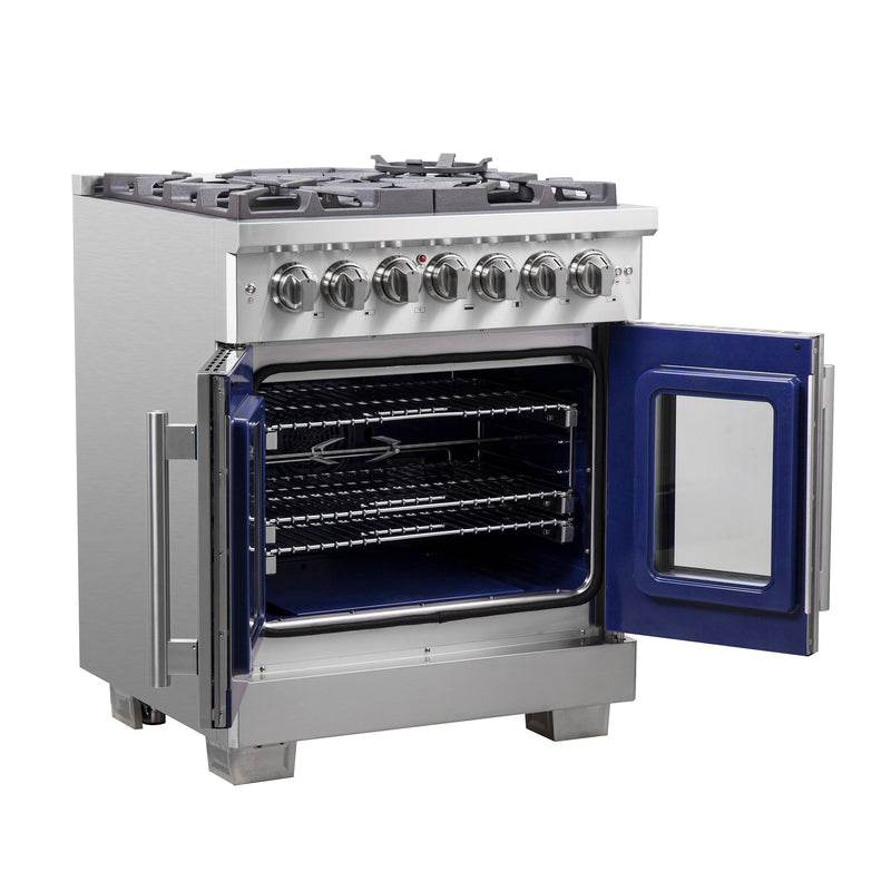 Load image into Gallery viewer, Forno Capriasca 30-Inch, Stainless Steel Freestanding French Door Dual Fuel Range with 4 Burners - FFSGS6387-30