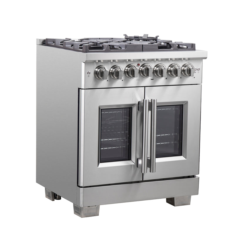 Load image into Gallery viewer, Forno Capriasca 30-Inch, Stainless Steel Freestanding French Door Dual Fuel Range with 4 Burners - FFSGS6387-30