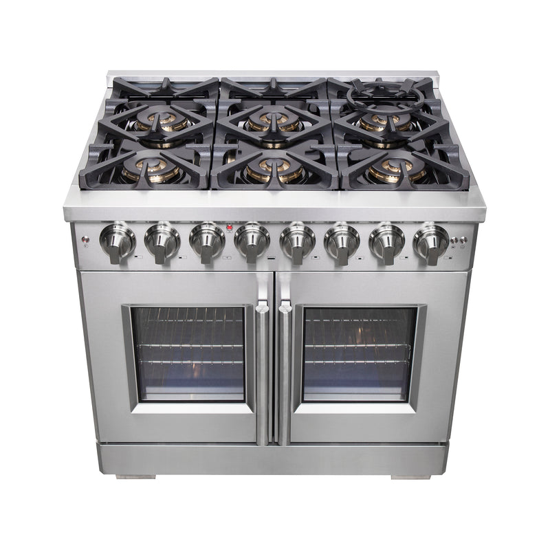Load image into Gallery viewer, Forno Capriasca 36-Inch, Stainless Steel Freestanding French Door Dual Fuel Range with 6 Burners - FFSGS6387-36