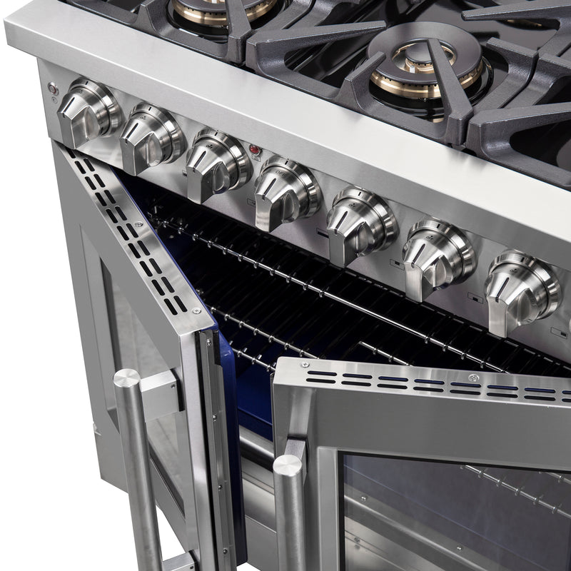 Load image into Gallery viewer, Forno Capriasca 36-Inch, Stainless Steel Freestanding French Door Dual Fuel Range with 6 Burners - FFSGS6387-36