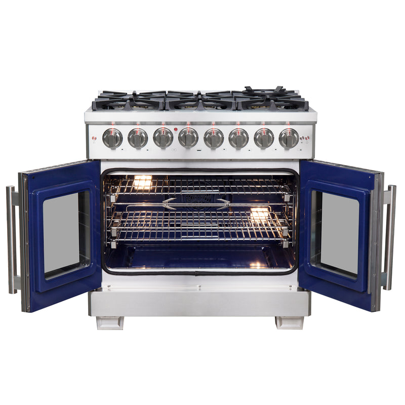Load image into Gallery viewer, Forno Capriasca 36-Inch, Stainless Steel Freestanding French Door Dual Fuel Range with 6 Burners - FFSGS6387-36