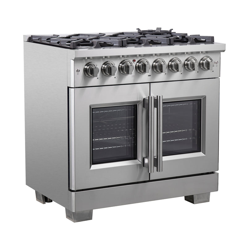 Load image into Gallery viewer, Forno Capriasca 36-Inch, Stainless Steel Freestanding French Door Dual Fuel Range with 6 Burners - FFSGS6387-36