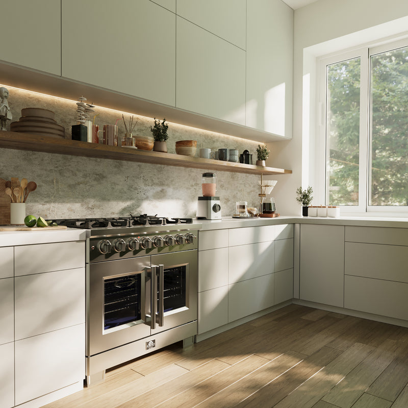 Load image into Gallery viewer, Forno Capriasca 36-Inch, Stainless Steel Freestanding French Door Dual Fuel Range with 6 Burners - FFSGS6387-36