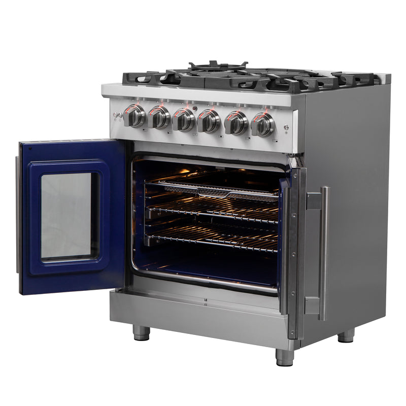 Load image into Gallery viewer, Forno Massimo 30-Inch, Stainless Steel Freestanding French Door Gas Range with 4 Burners - FFSGS6439-30