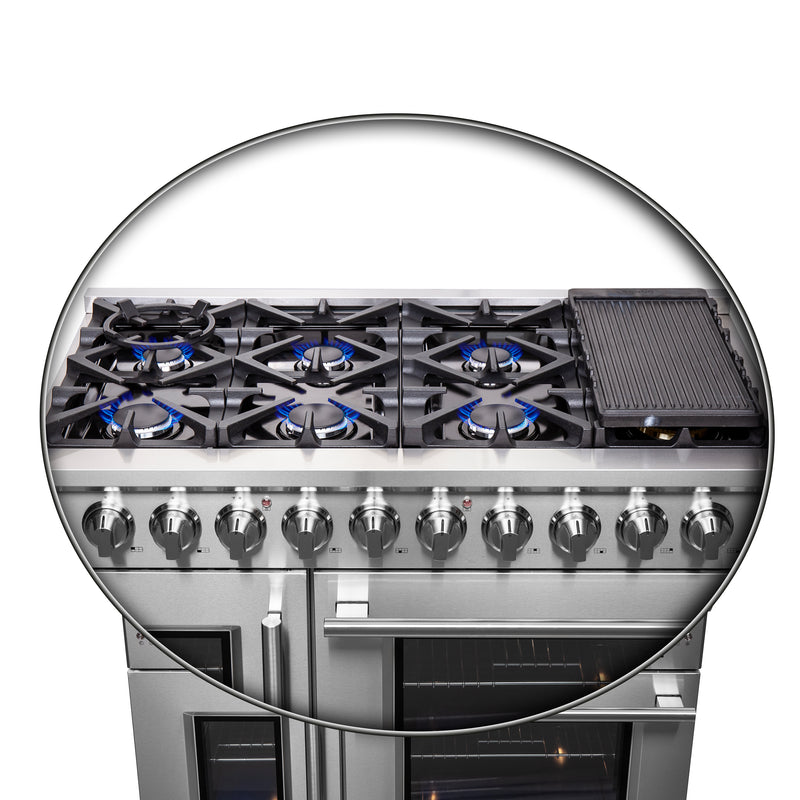 Load image into Gallery viewer, Forno Massimo 48-Inch Freestanding French Door Gas Range, 8 Burners, Convection Oven, Energy Efficient