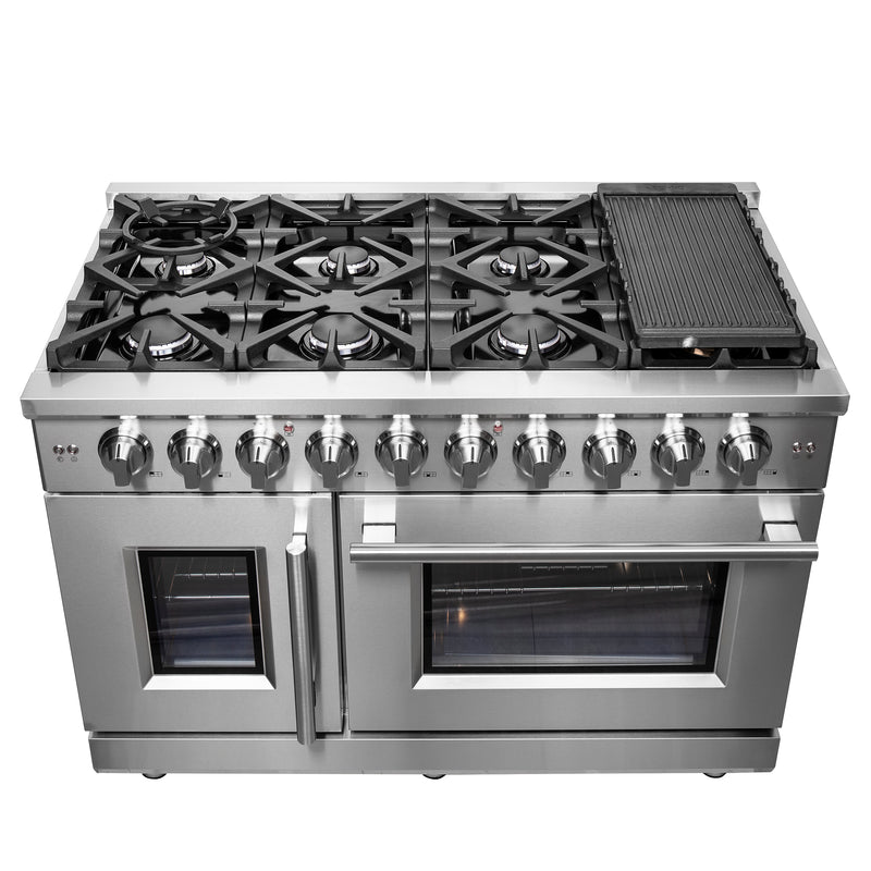 Load image into Gallery viewer, Forno Massimo 48-Inch, Stainless Steel Freestanding French Door Gas Range with 8 Burners - FFSGS6439-48