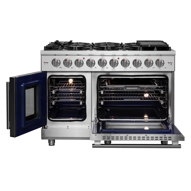 Load image into Gallery viewer, Forno Massimo 48-Inch, Stainless Steel Freestanding French Door Gas Range with 8 Burners - FFSGS6439-48