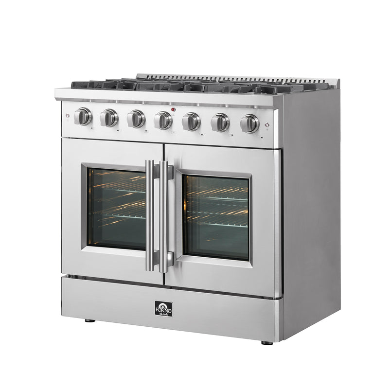 Load image into Gallery viewer, Forno Galiano 36-Inch, Stainless Steel Freestanding French Door Gas Range with 6 Burners - FFSGS6444-36