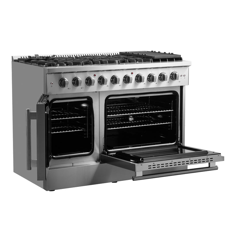 Load image into Gallery viewer, Forno Galiano 48-Inch Freestanding French Door Gas Range, 8 Burners, Griddle, Convection Oven, Energy Efficient