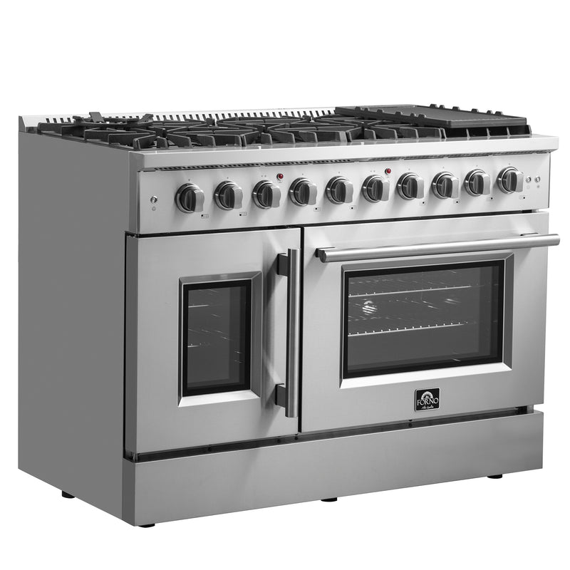 Load image into Gallery viewer, Forno Galiano 48-Inch Freestanding French Door Gas Range, 8 Burners, Griddle, Convection Oven, Energy Efficient