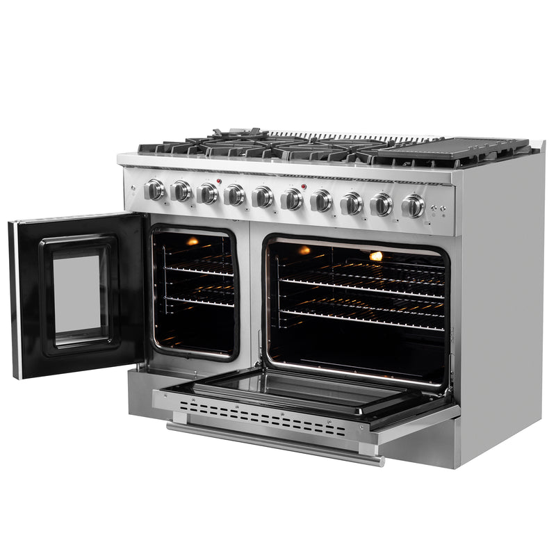 Load image into Gallery viewer, Forno Galiano 48-Inch Freestanding French Door Gas Range, 8 Burners, Griddle, Convection Oven, Energy Efficient